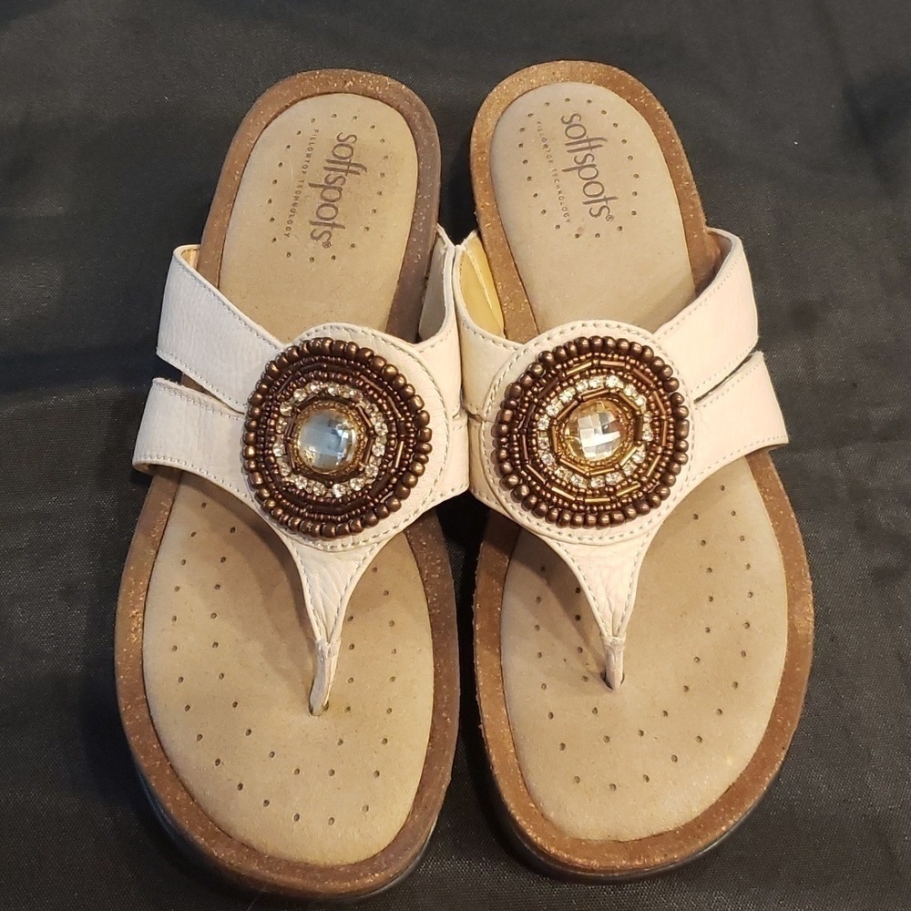 Softspots comfort pillow thong sandal with beaded detail